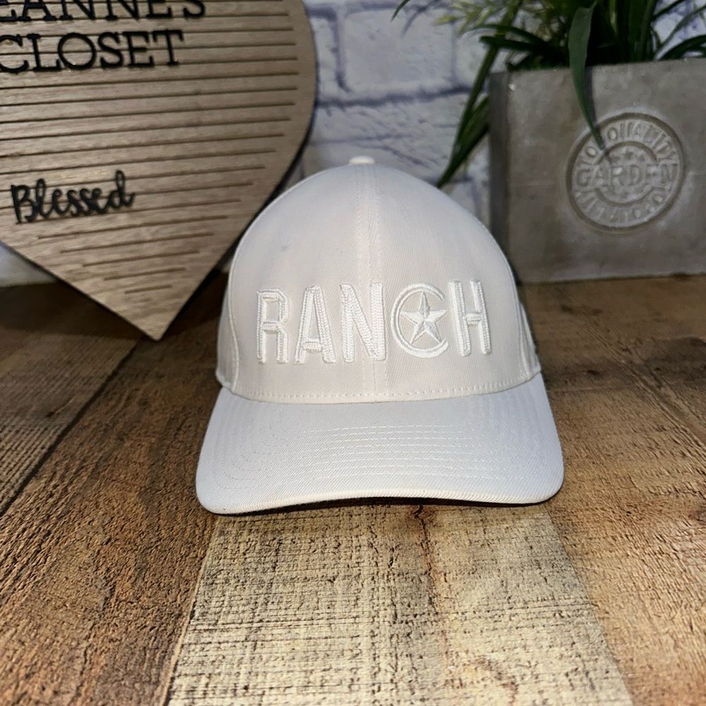 G/Fore Embroidered RANCH Flexfit 110 Tech Golf Hat White Baseball Cap Snapback